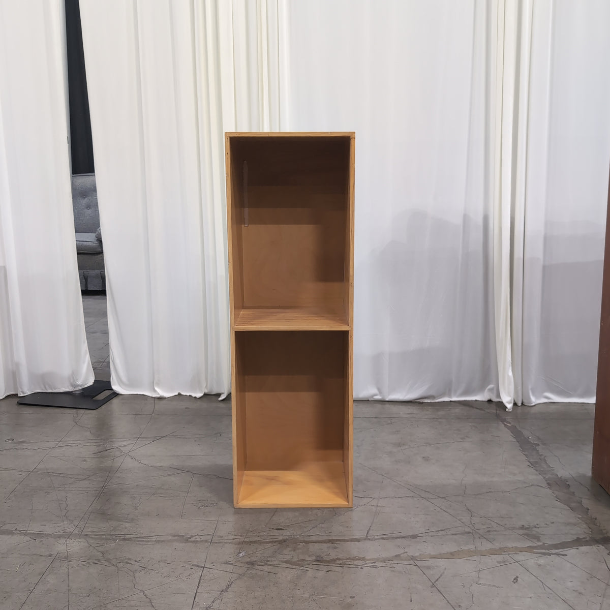 Blonde Wood Two-Compartment Bookcase