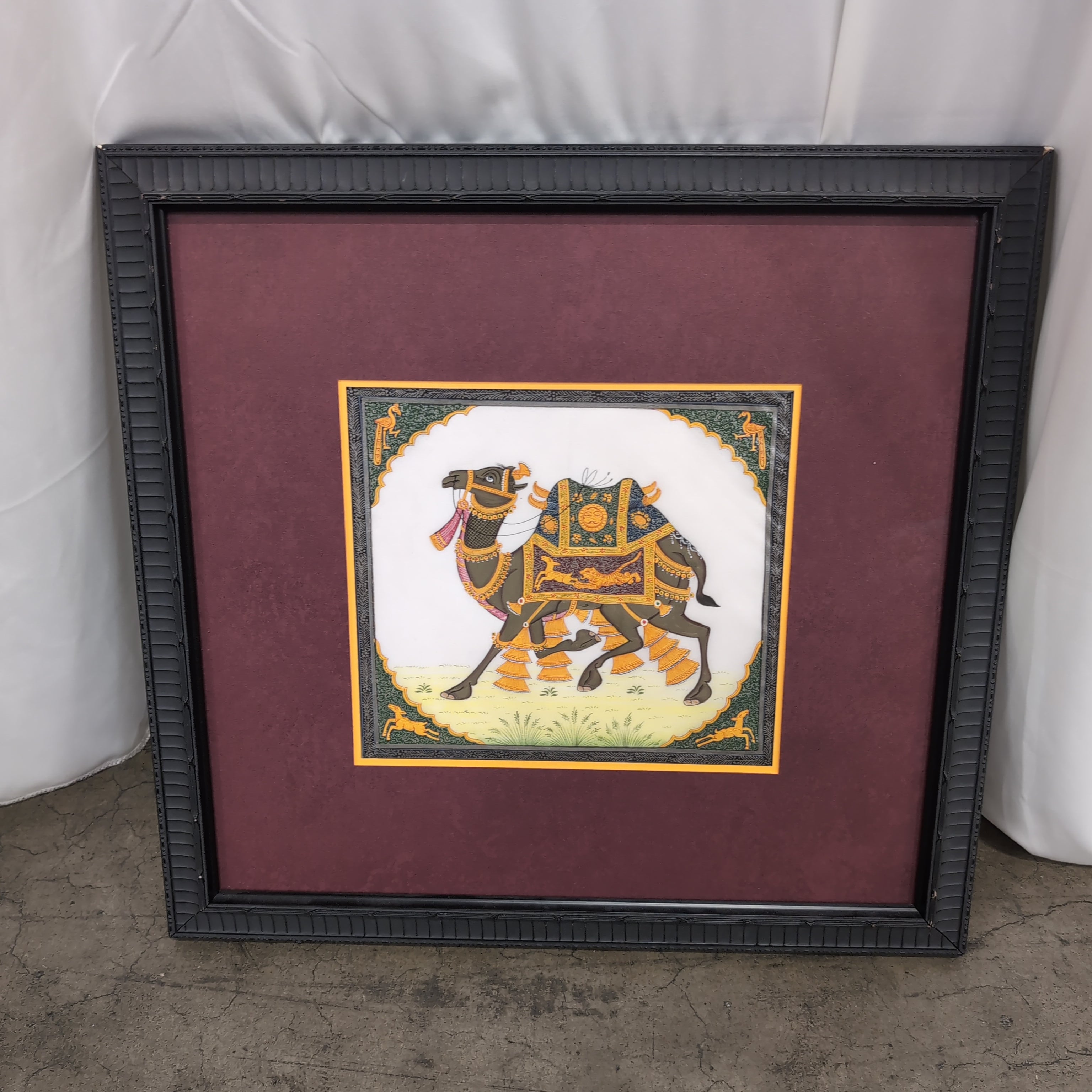 Ornate Camel Motif Art Print in Black Frame