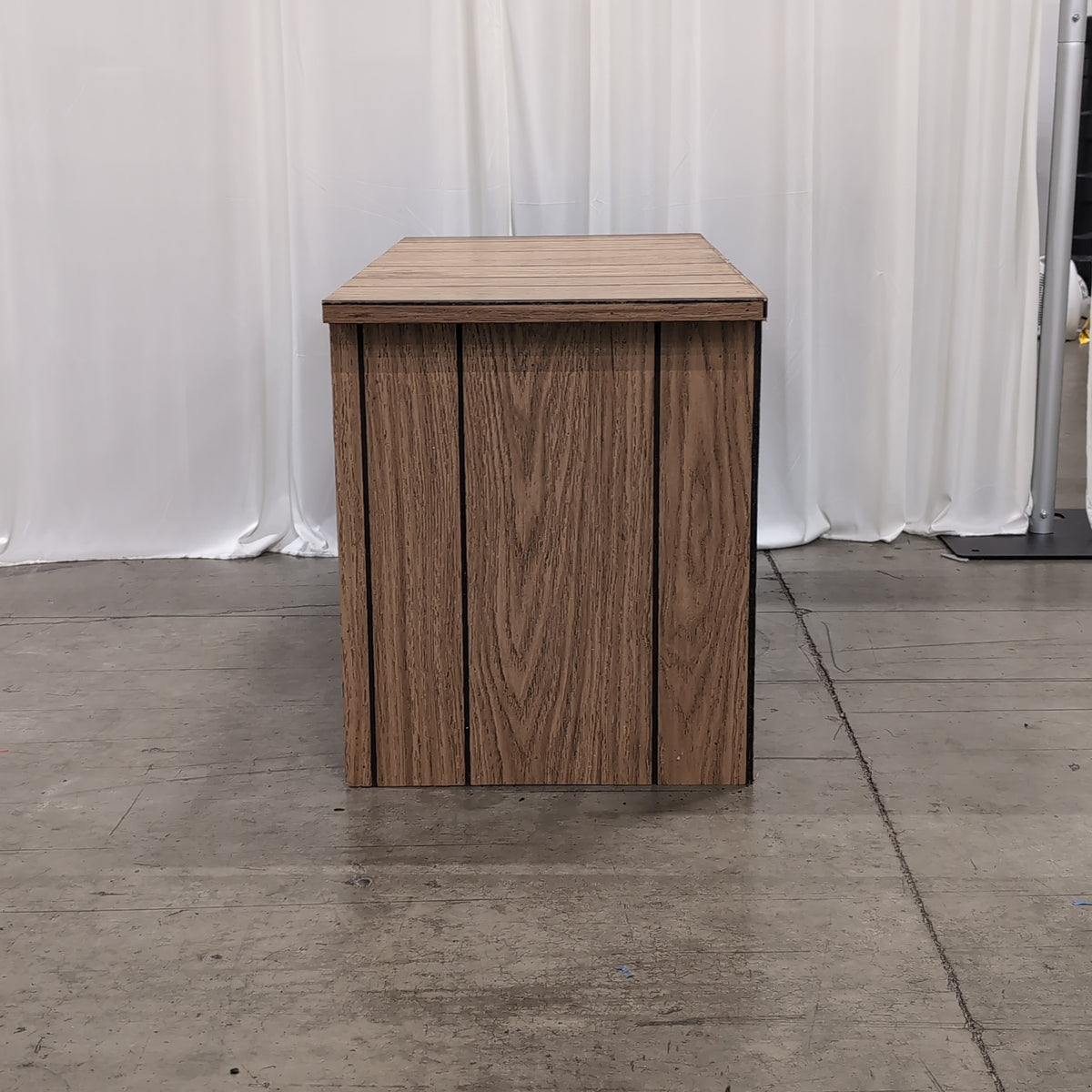 Plank Design Wood-Look TV Stand with Brass Accents