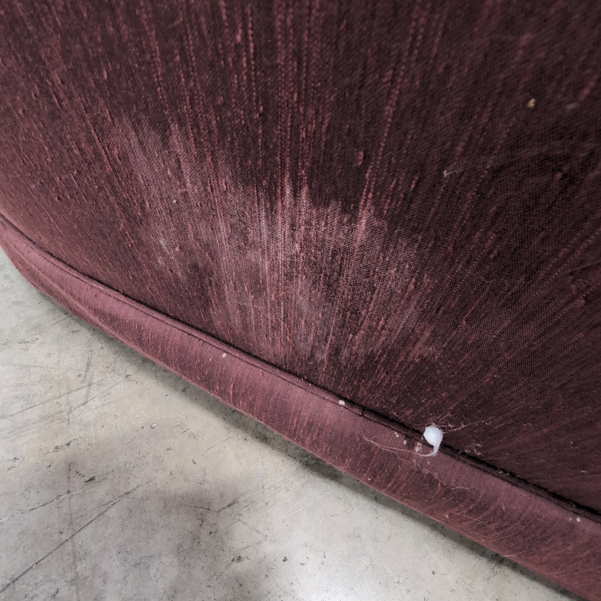 Traditional Burgundy Fabric Couch with Rolled Arms