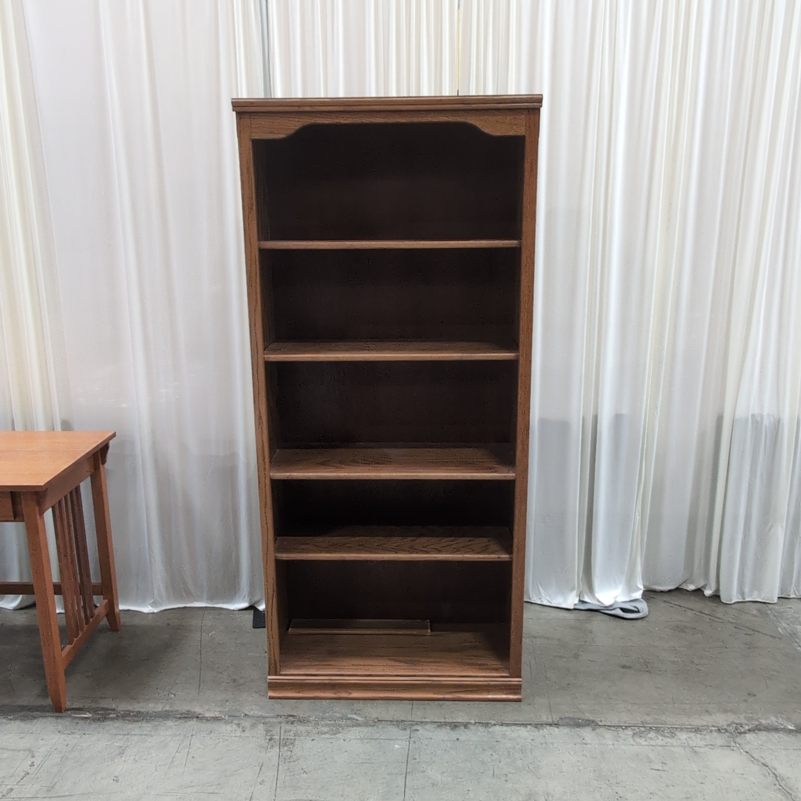 Traditional Five-Shelf Wood Bookcase