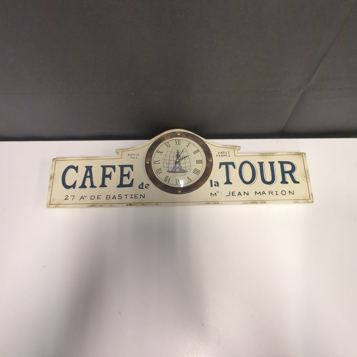 Cream French Cafe Wall Clock with Eiffel Tower