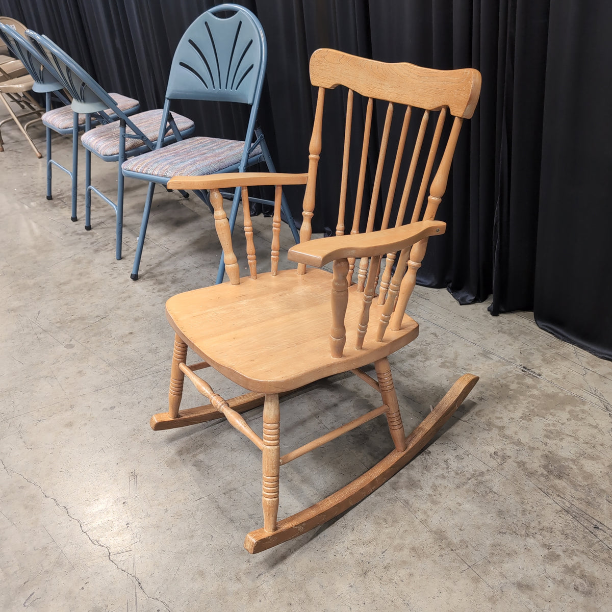 Natural Finish Spindle Back Rocking Chair