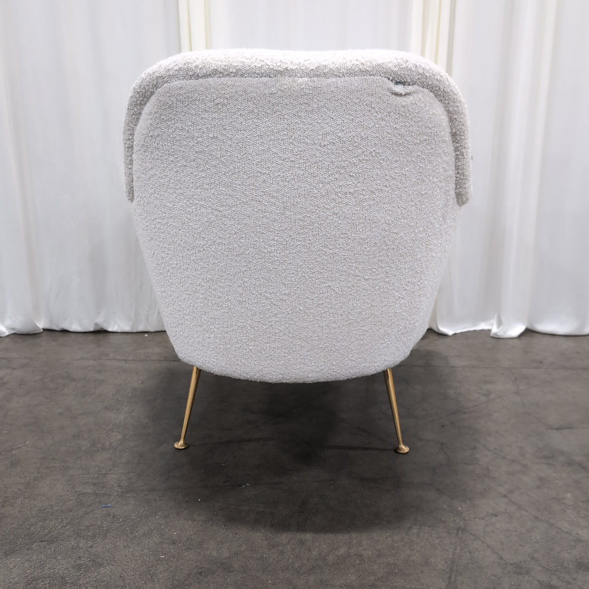 Cream Bouclé Armchair with Brass-Toned Feet