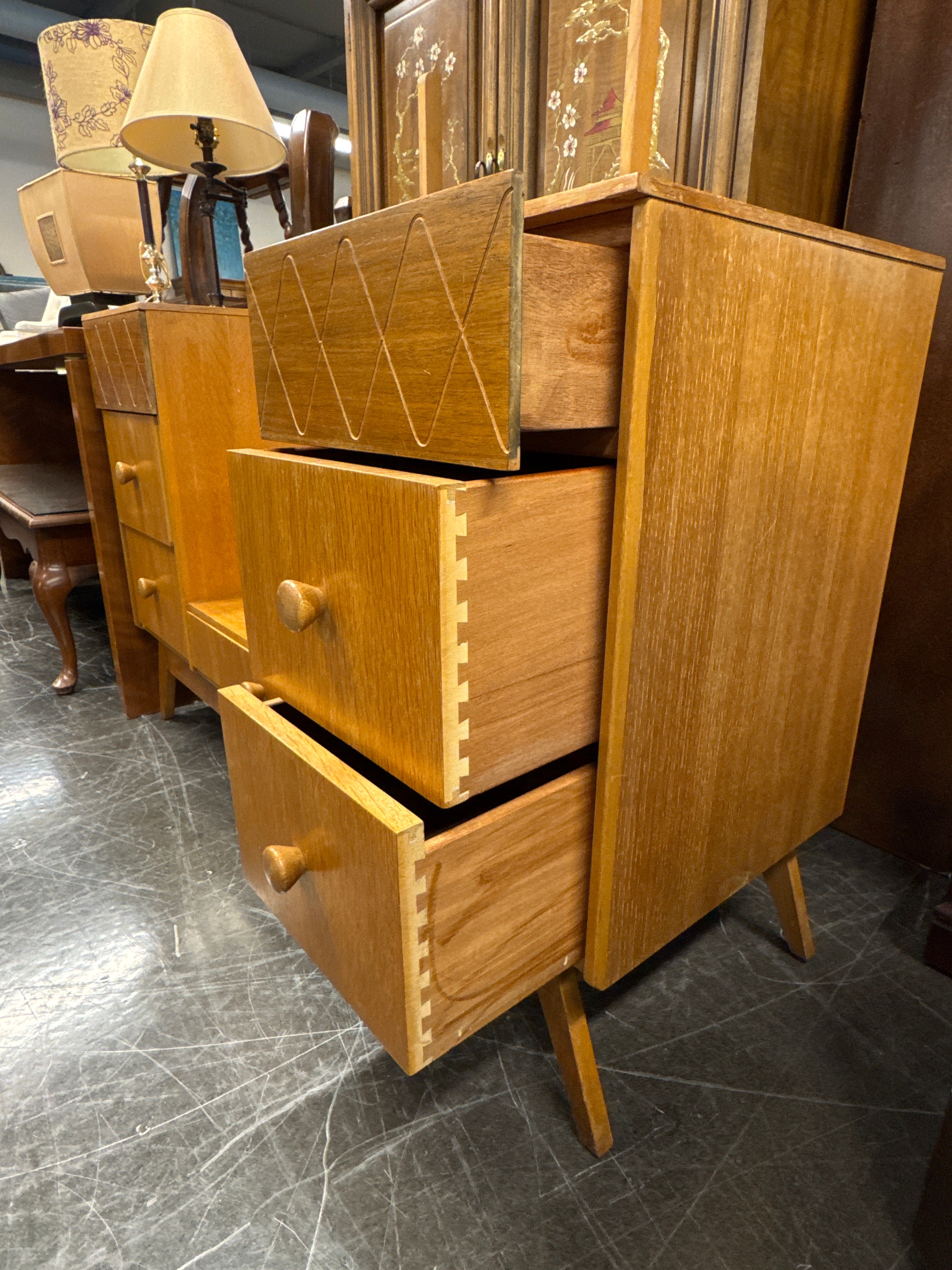 Mid-Century Modern Teak Vanity with Mirror