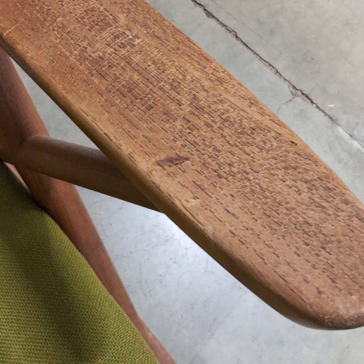 Mid-Century Style Wood Rocking Chair with Green Fabric
