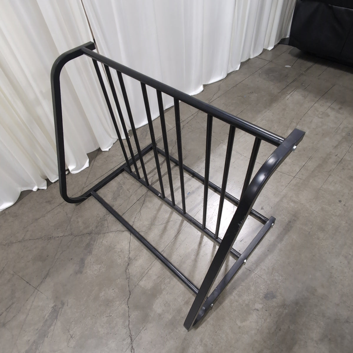 Dark Metal Frame Console Table with Wood-Look Top