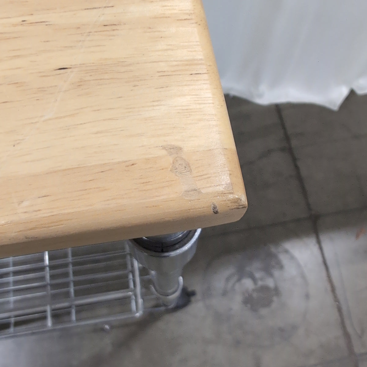 Silver Chrome Rolling Three-Tier Cart with Wood Top