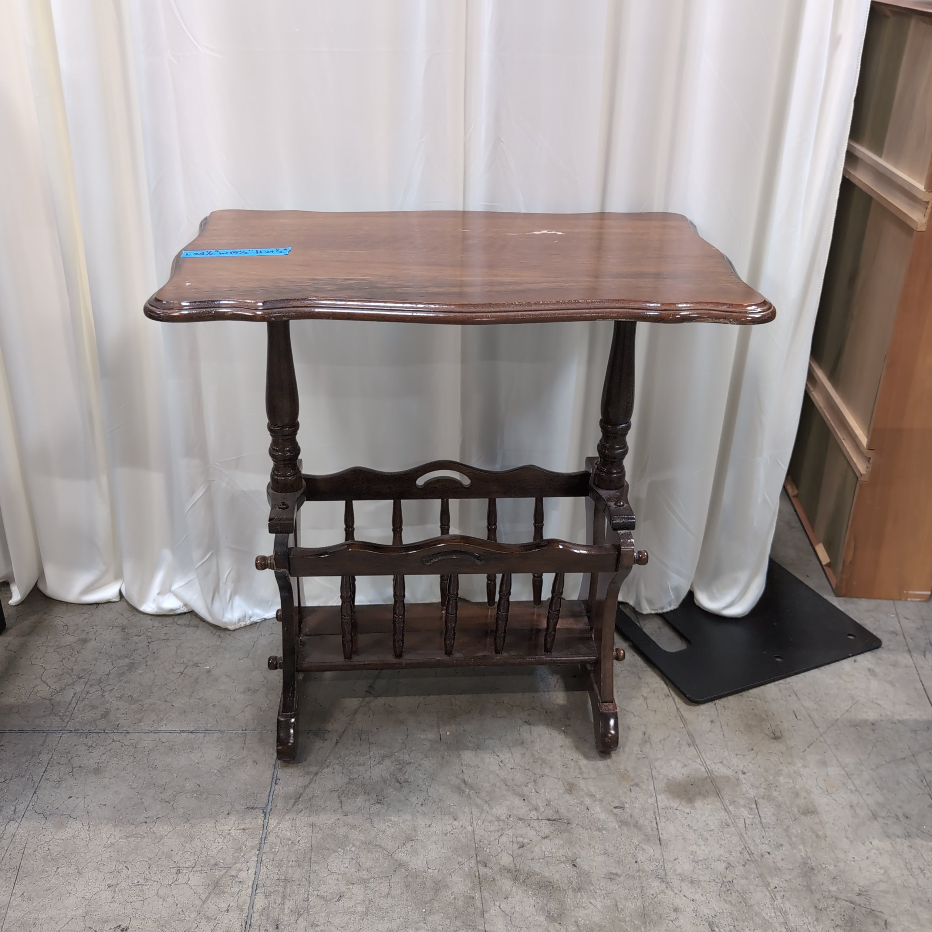 Traditional Brown Wood End Table with Shaped Top