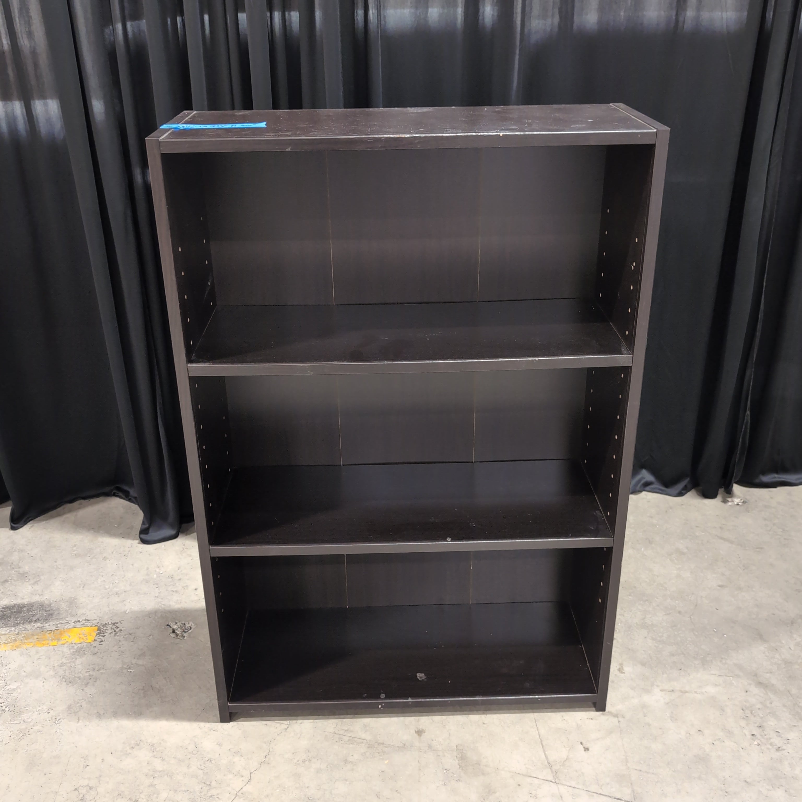 Dark Brown Three-Shelf Bookcase with Adjustable Shelves