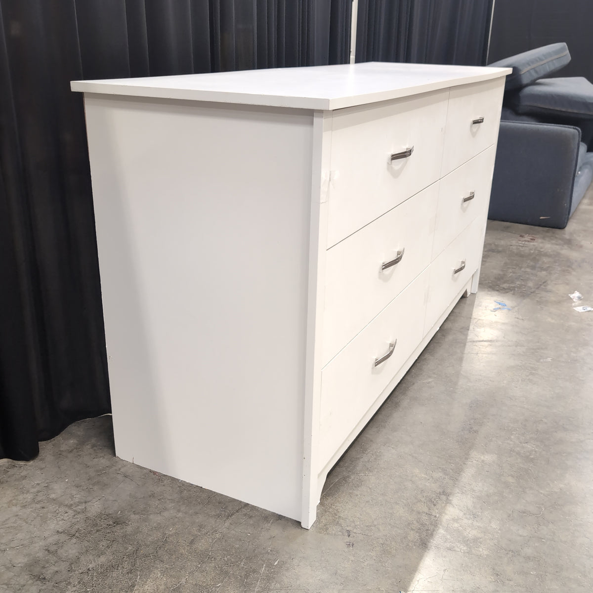 White Five-Drawer Dresser with Curved Handles