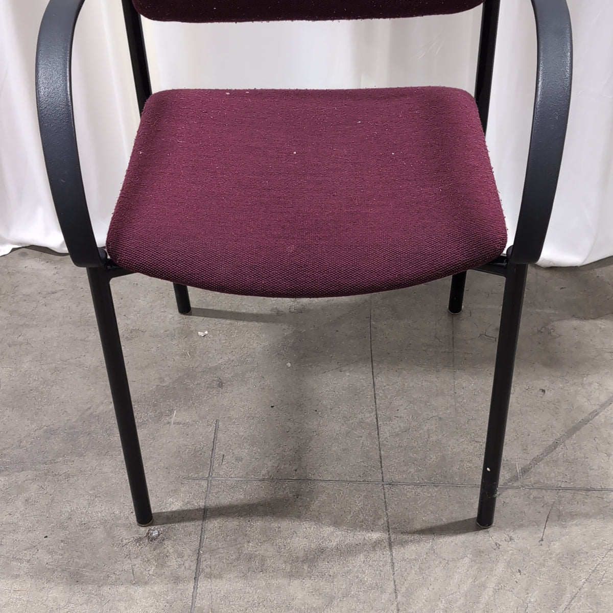 Dark Grey Metal Frame Office Chair in Burgundy Fabric