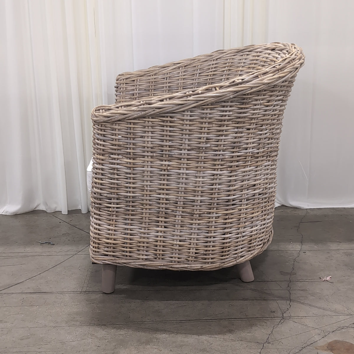 JOUR Natural Wicker Barrel Chair with Cream Cushion