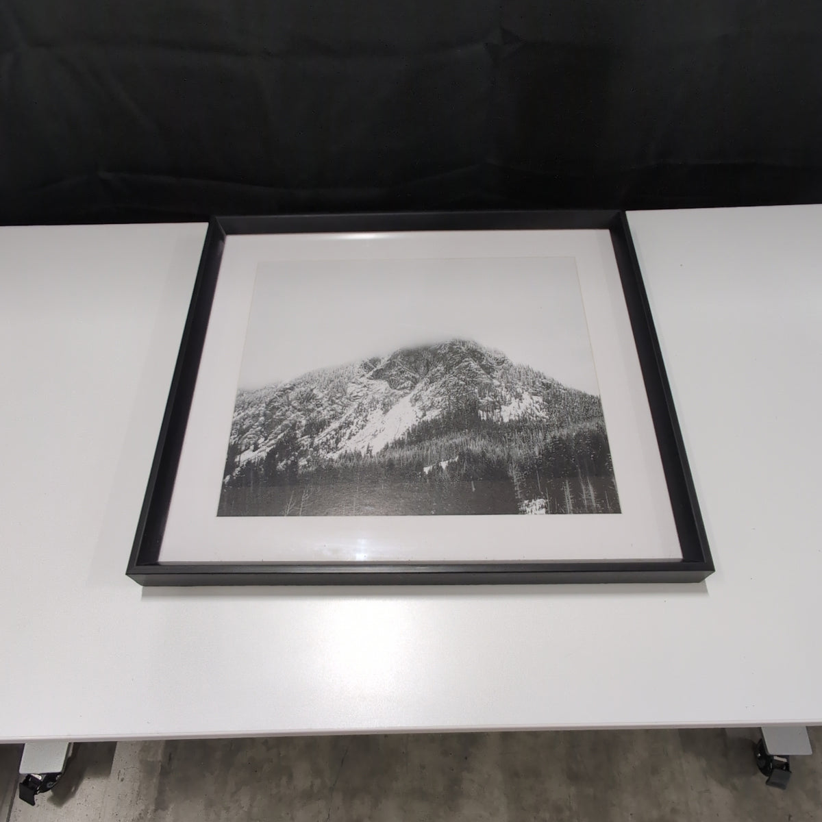 Snowy Mountain Landscape Photograph with White Mat