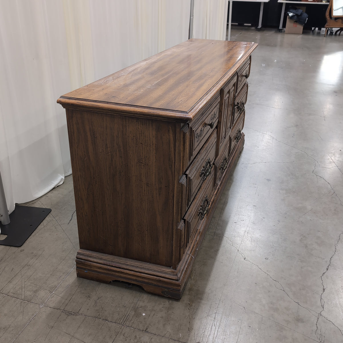 Ornate French Provincial Style Wood Dresser with Carved Details