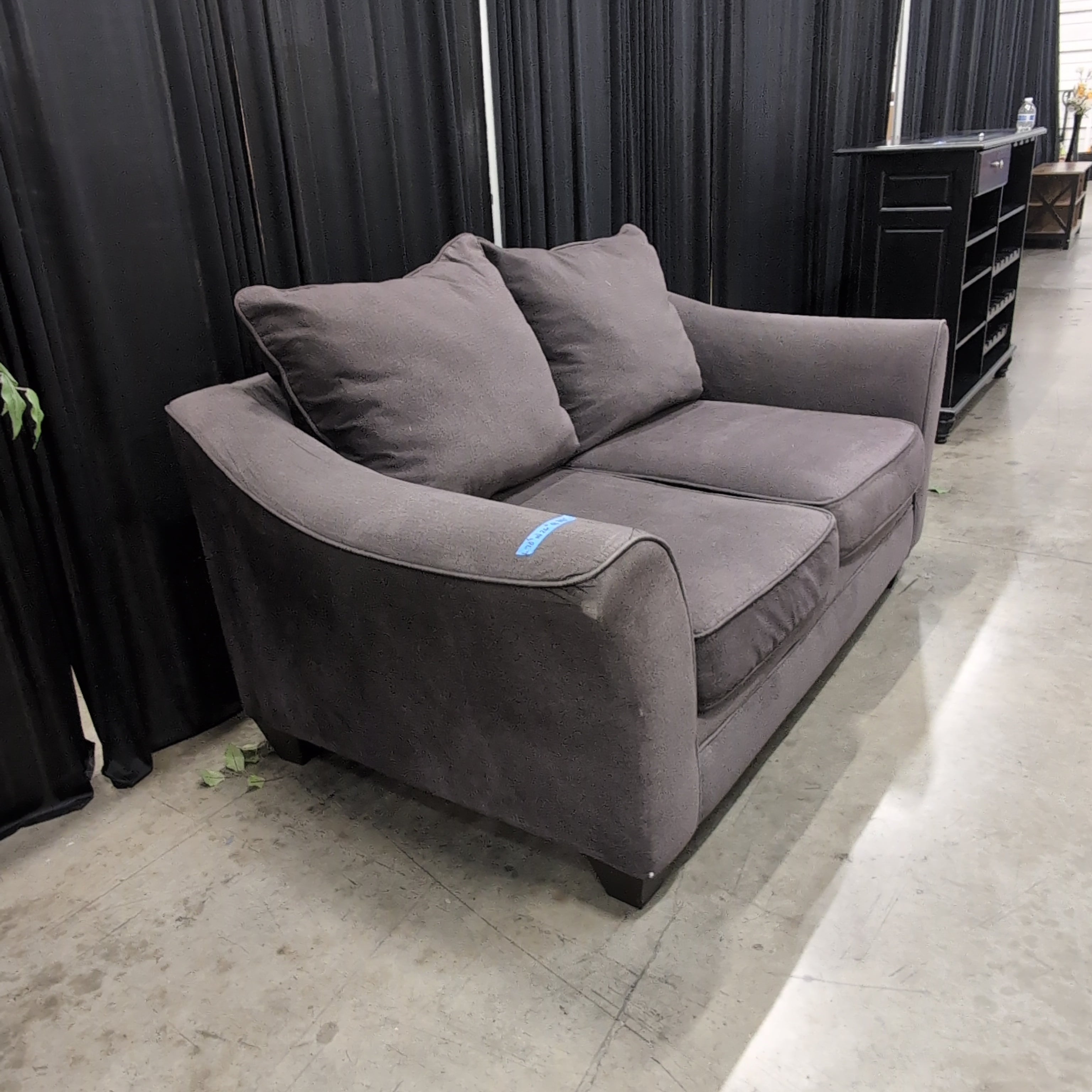 Textured Grey Fabric Loveseat