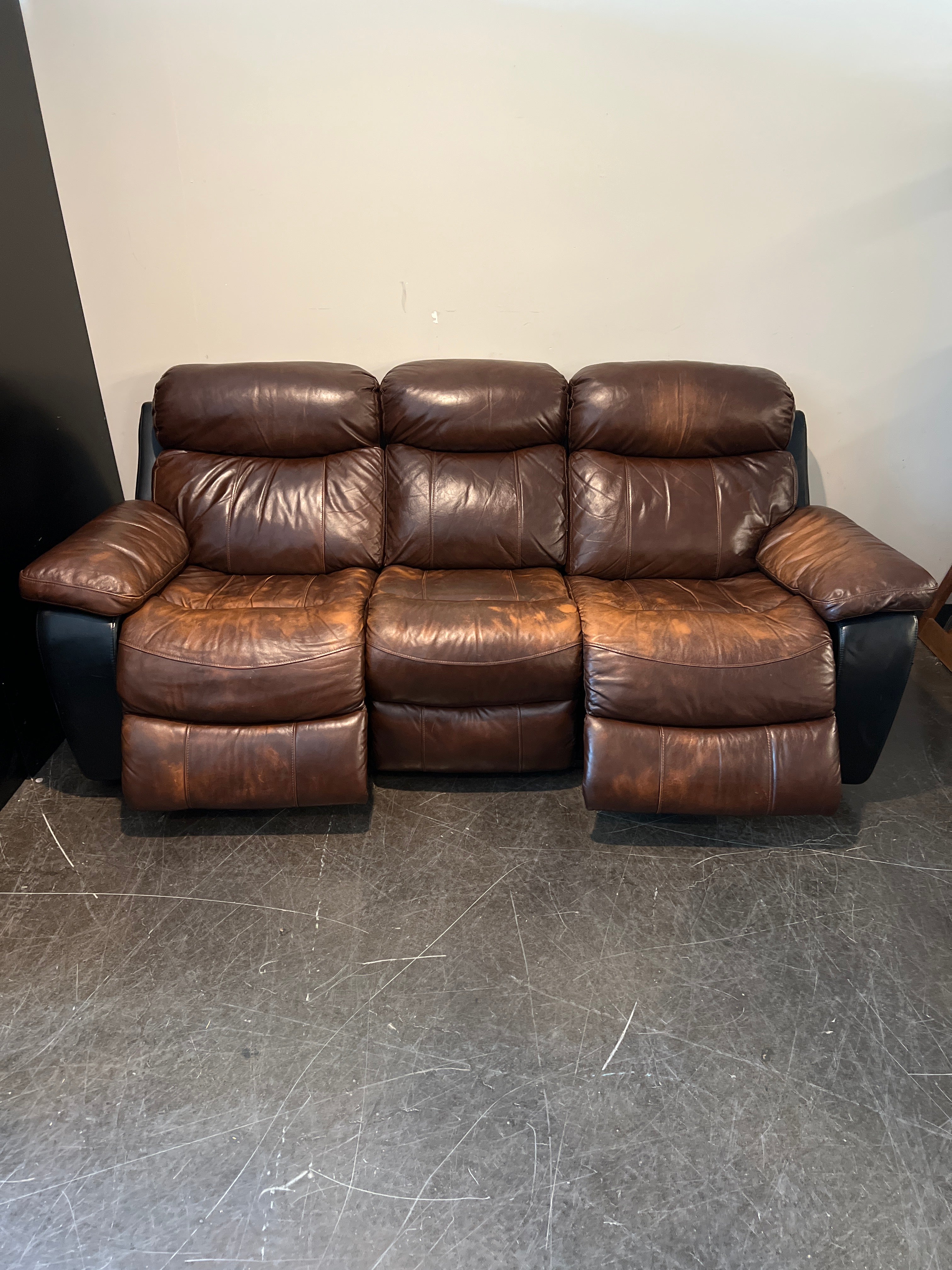 Brown Leather Reclining Sofa