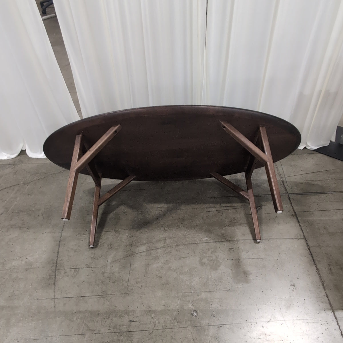 Oval Dark Wood Dining Table with Angled Legs