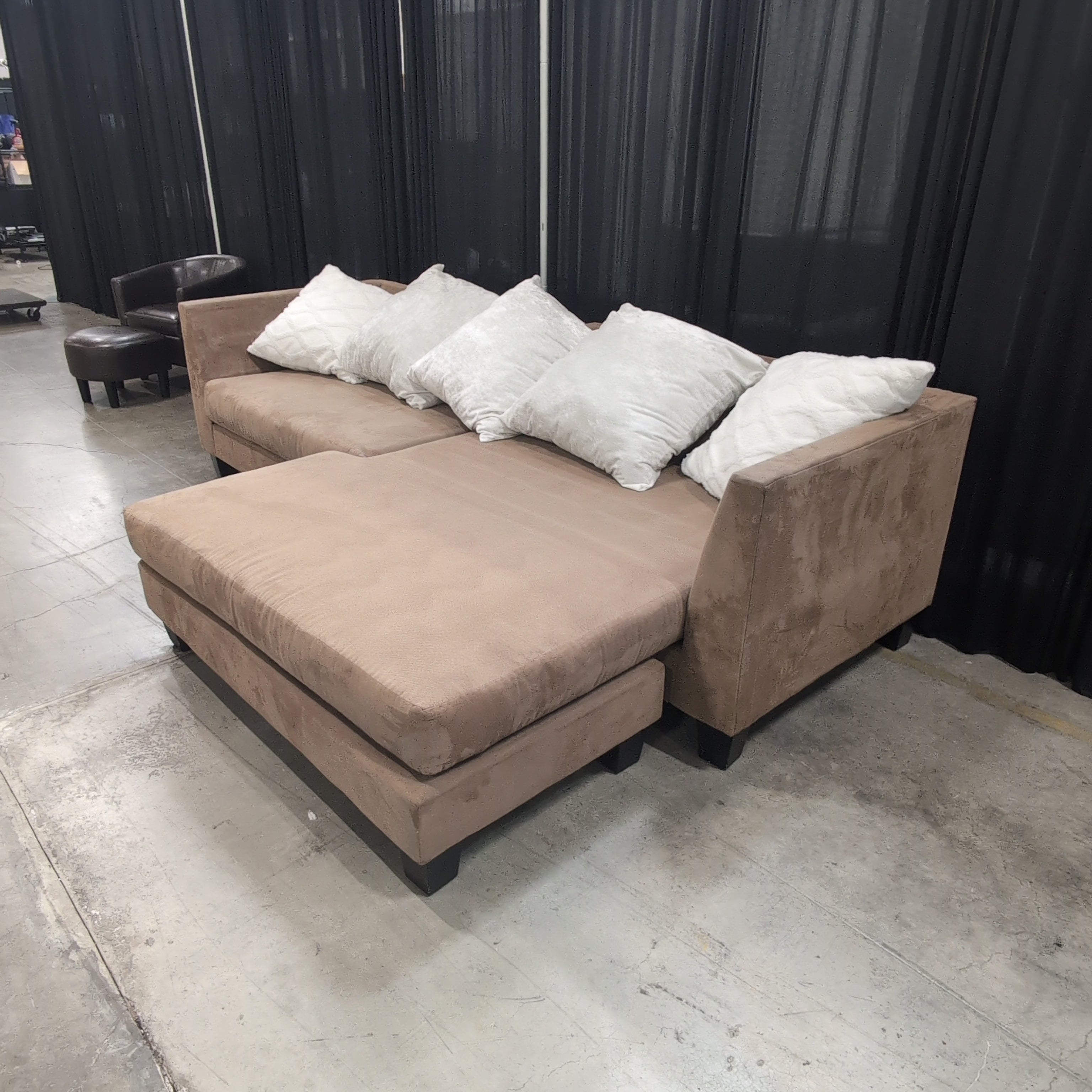 Brown Microfiber L-Shaped Sectional Couch