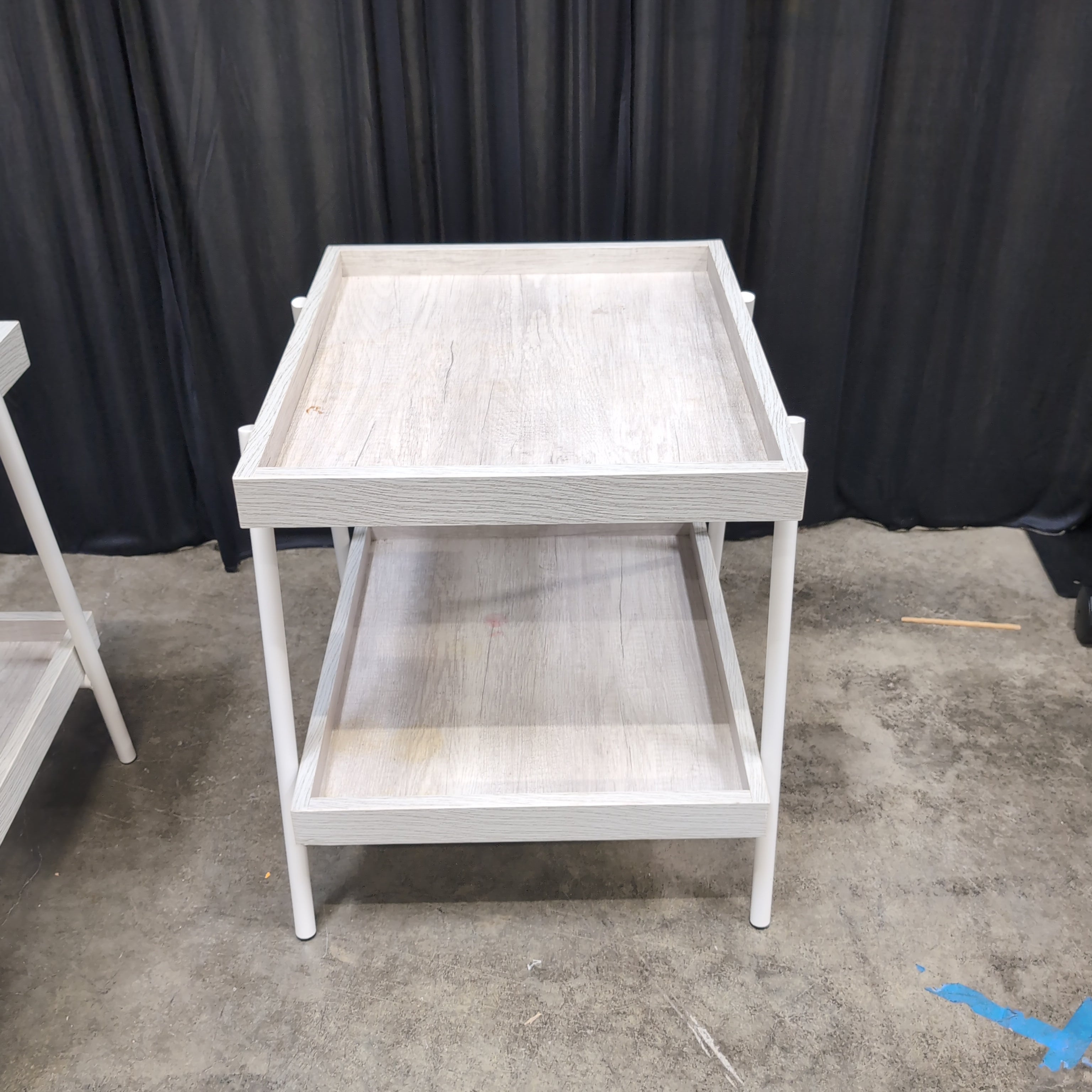 Light Wood Grain Two-Tier End Table Set