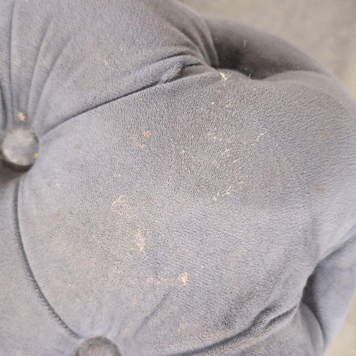Charcoal Grey Upholstered Ottoman with Button Tufting
