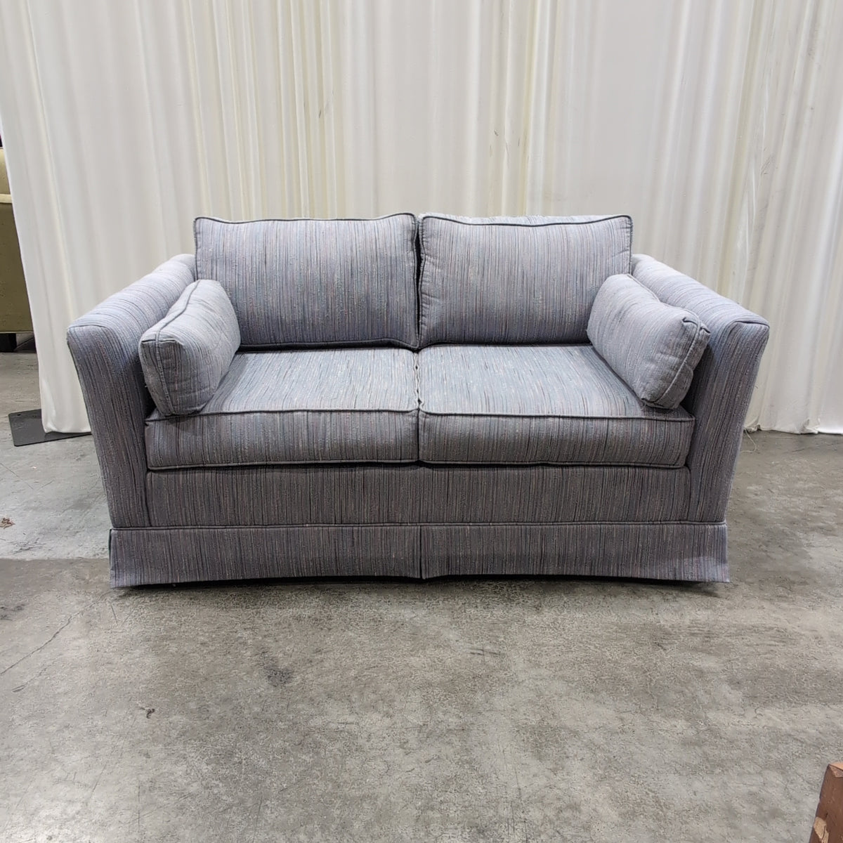 Light Grey Upholstered Rolled Arm Loveseat with Bolster Pillows