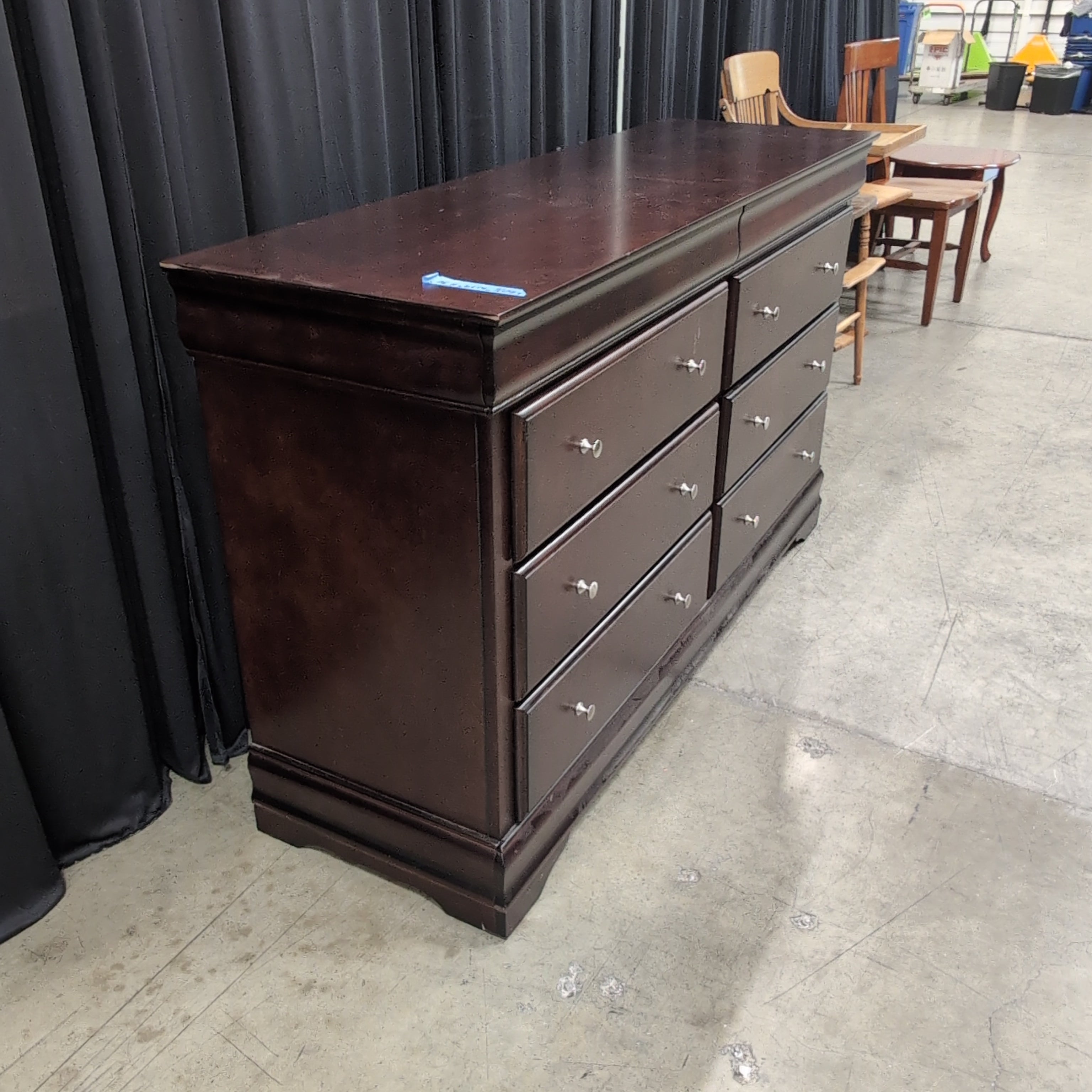 Traditional Six-Drawer Dresser in Dark Wood Finish