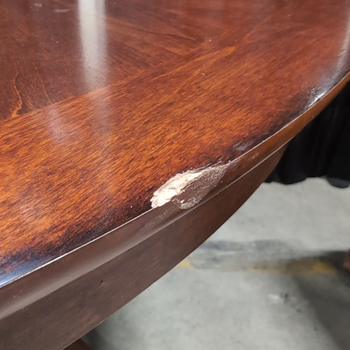 Round Dark Wood Dining Table with Pedestal Base