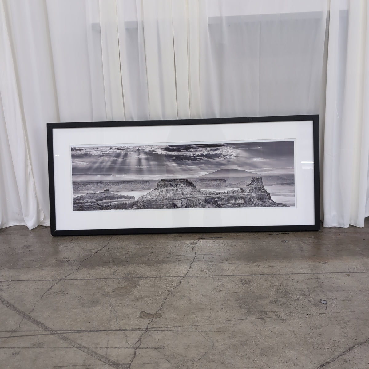 Panoramic Black and White Landscape Framed Photograph