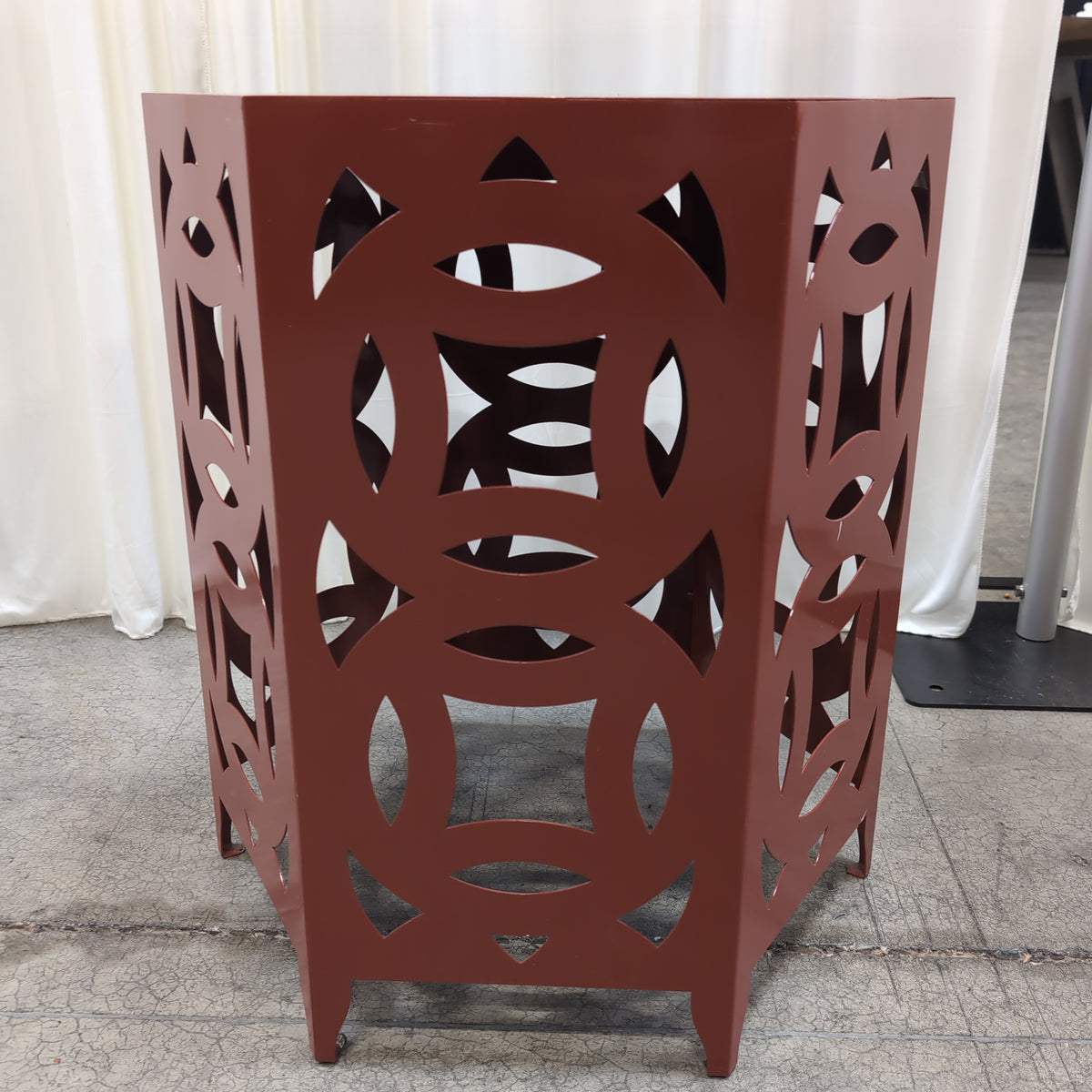 Orange Hexagonal End Table with Cut-Out Design