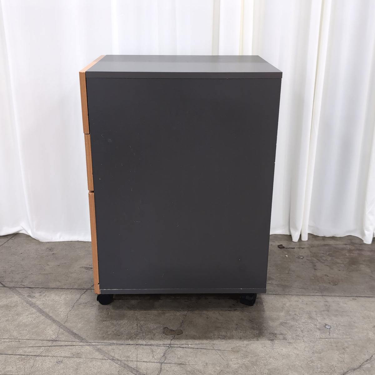 Three-Drawer Wood-Look Filing Cabinet with Gray Top
