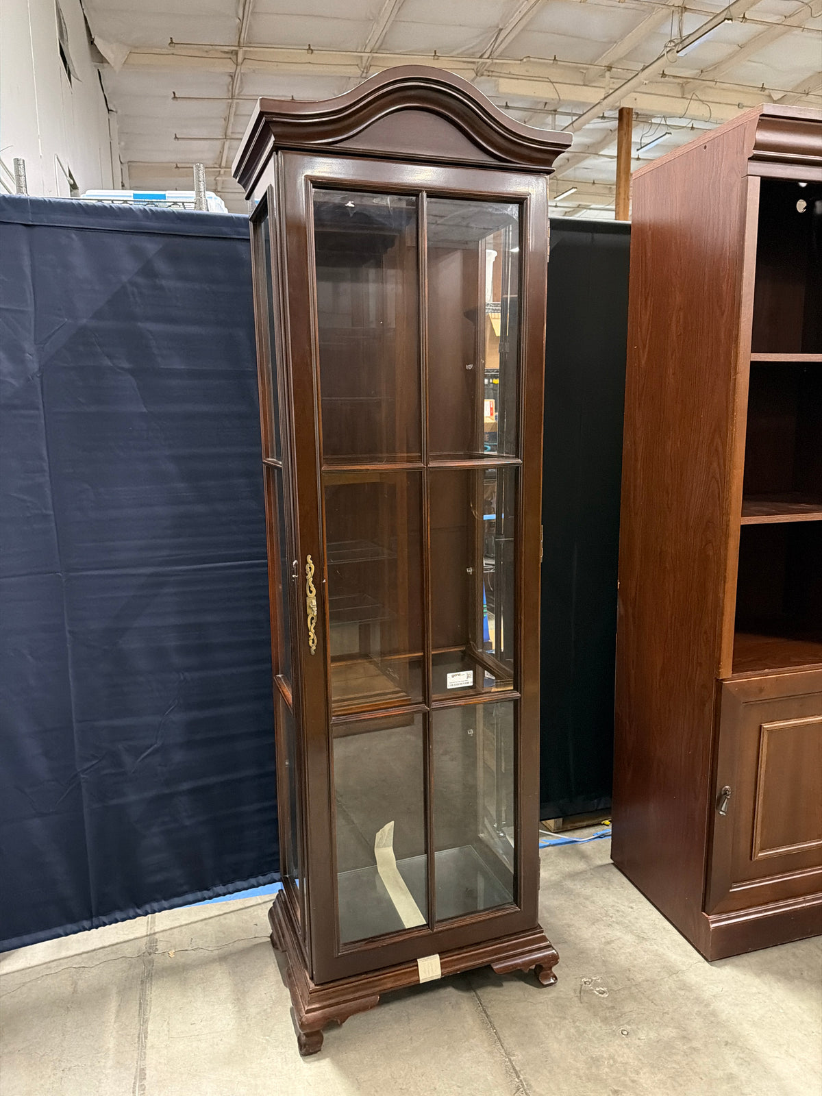 Classic Dark Wood Glass Display Cabinet