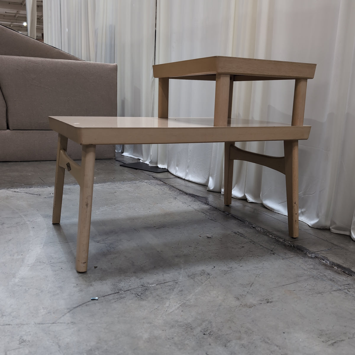 Light Blonde Two-Tier Wood End Table