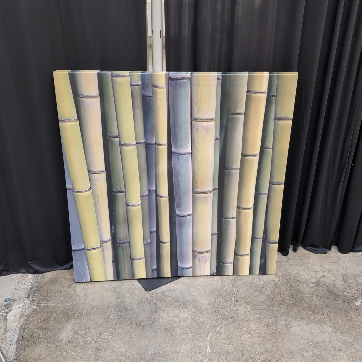 Green and Grey Bamboo Motif Canvas Wall Art