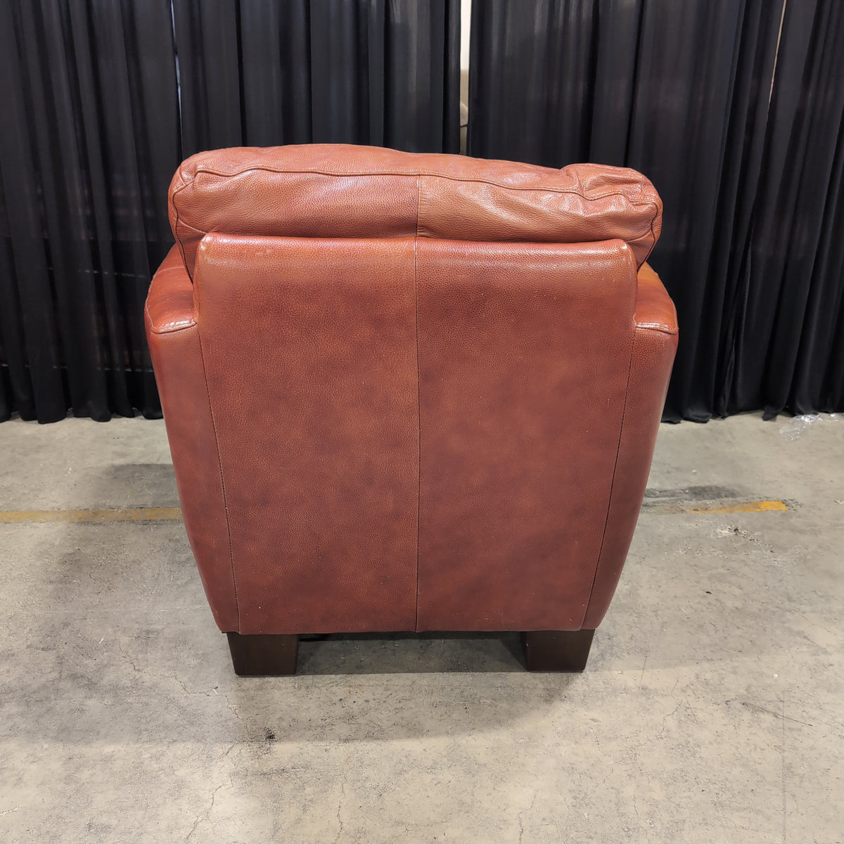 Cognac Leather Upholstered Armchair