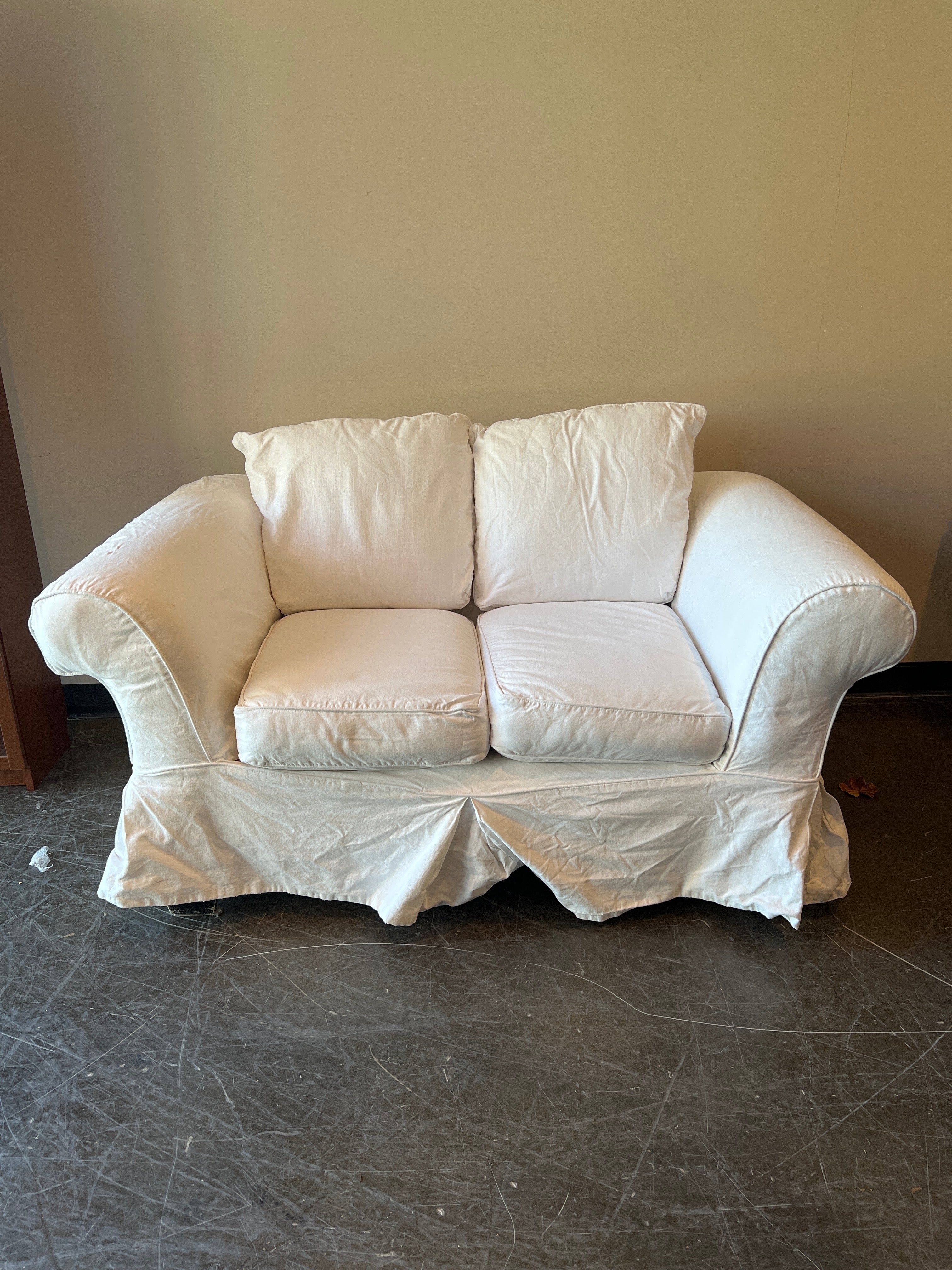 Comfortable IKEA White Slipcover Two-Seater Sofa