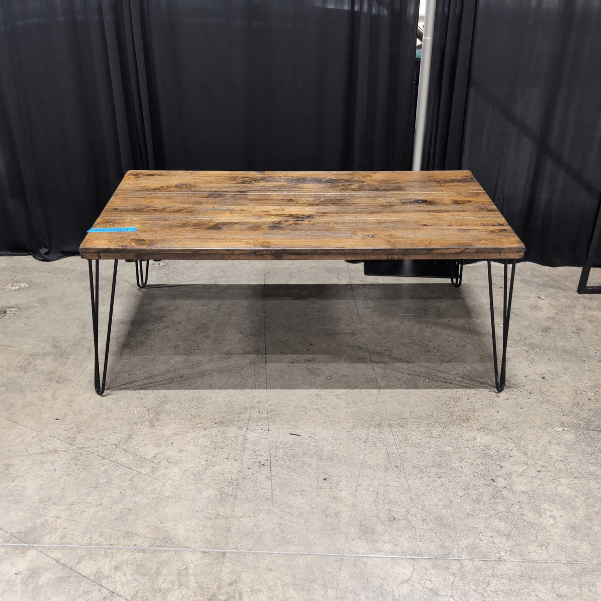Rustic Wood Plank Coffee Table with Hairpin Legs
