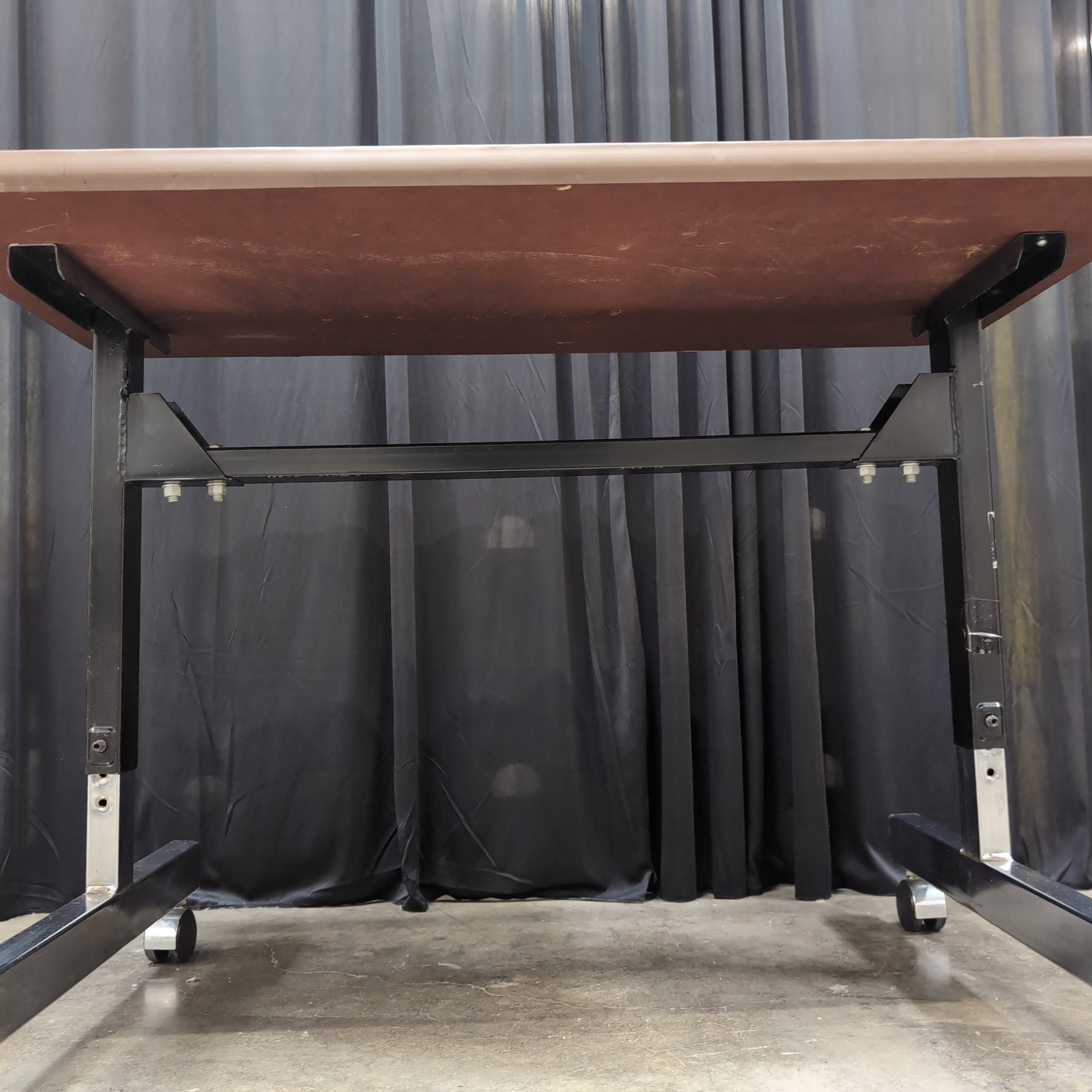 Brown Laminate Rectangular Utility Table with Casters