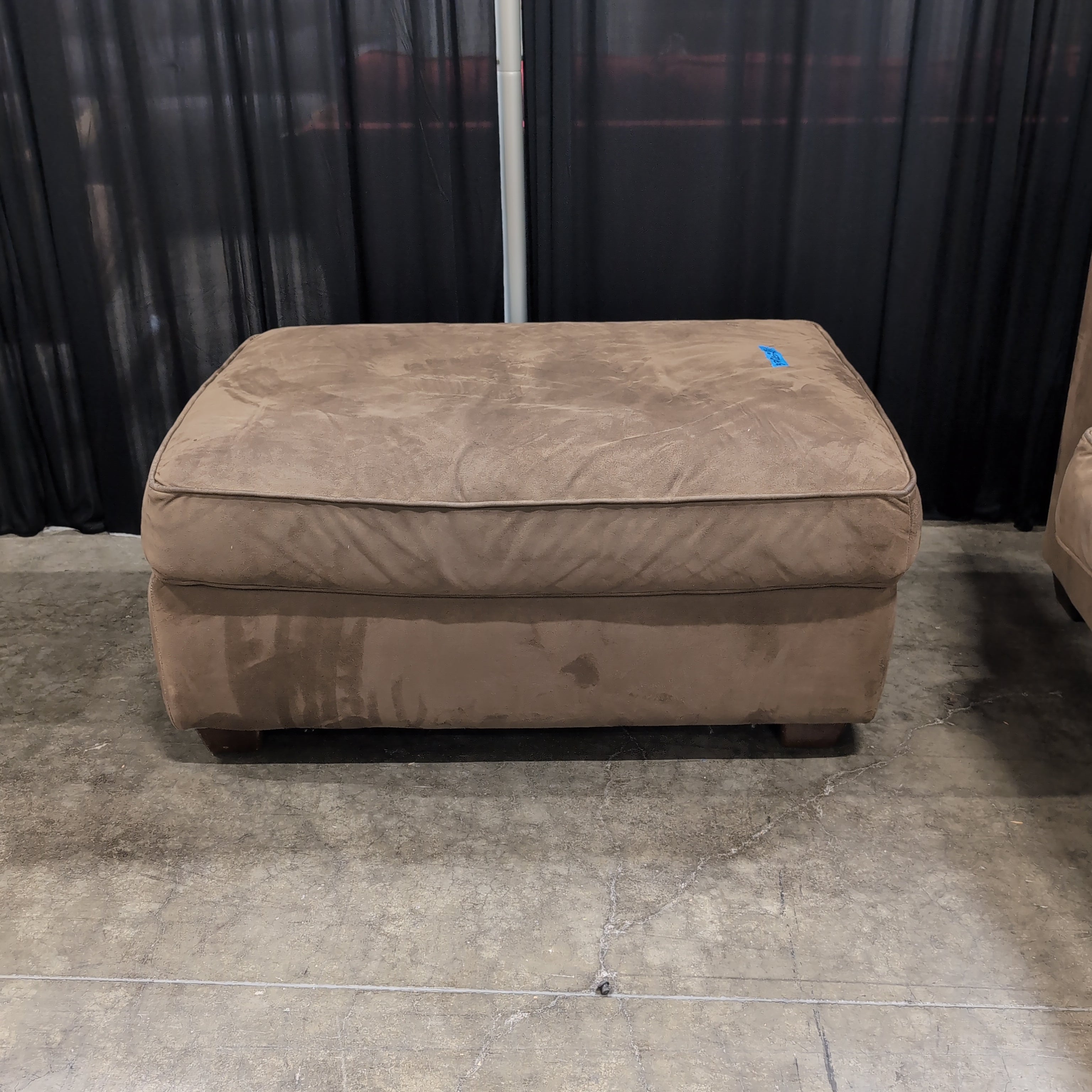 Contemporary Tan Upholstered Ottoman in Microfiber