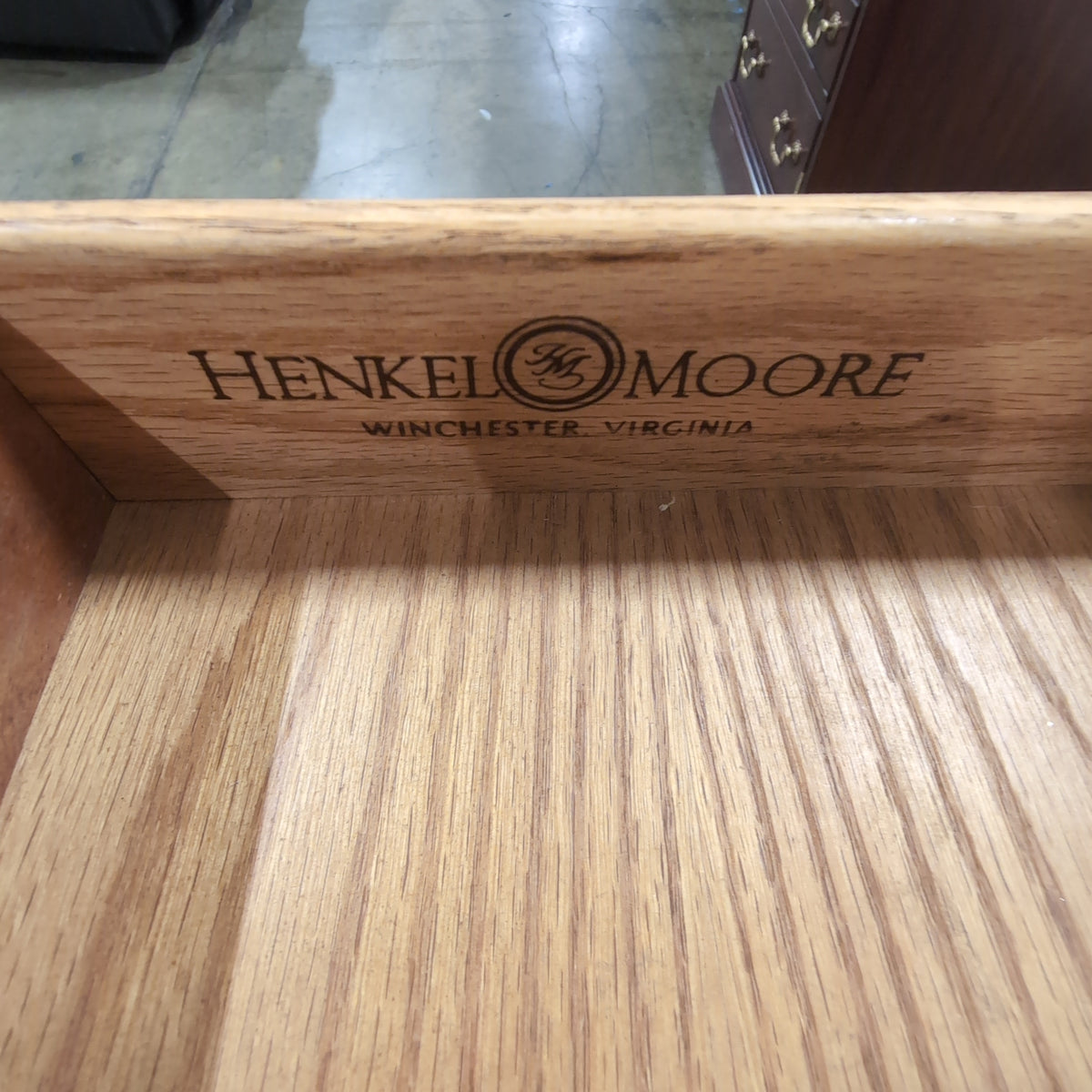 Henkel Moore Traditional Dark Wood Executive Desk with Brass Hardware