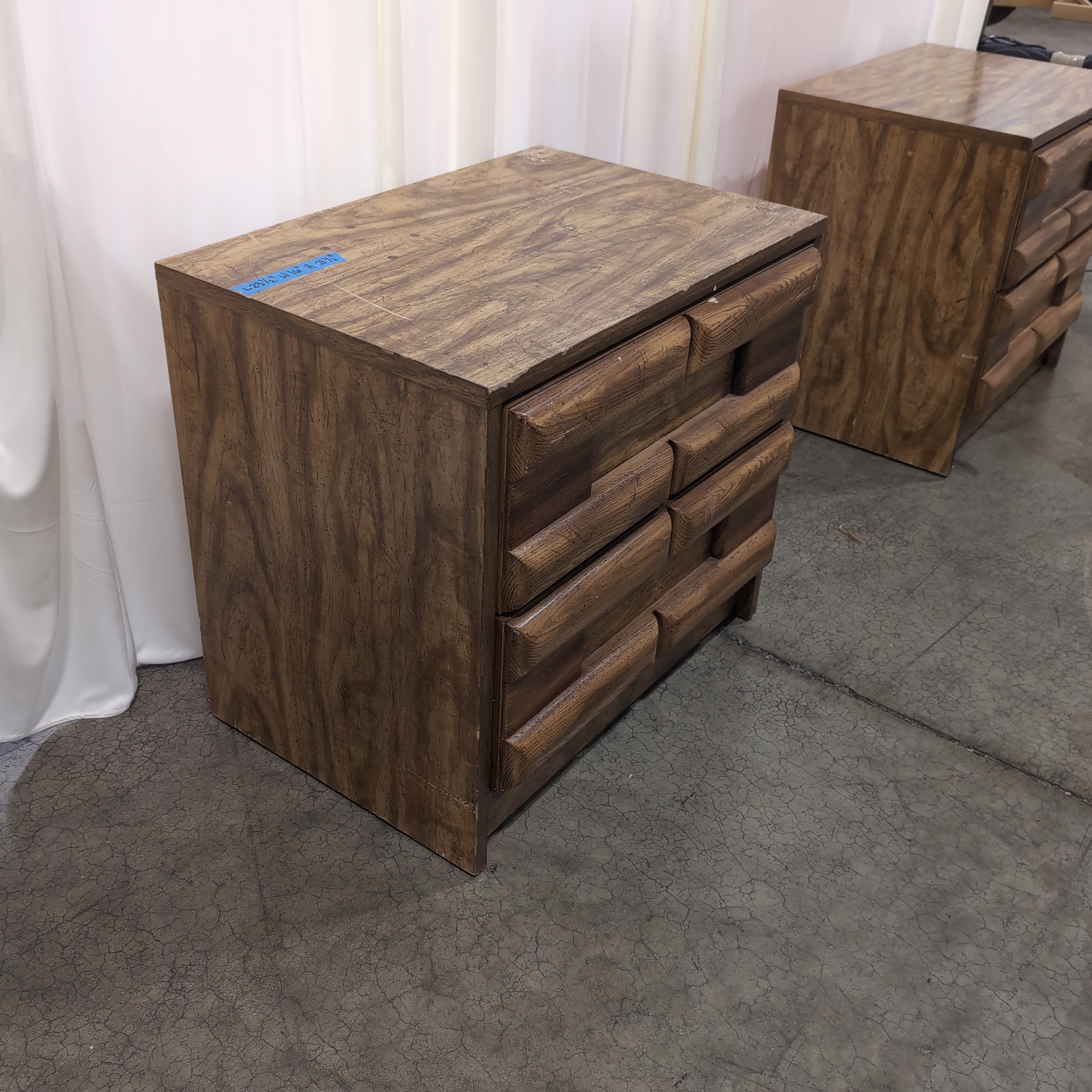 Brown Sculpted Wood Nightstand