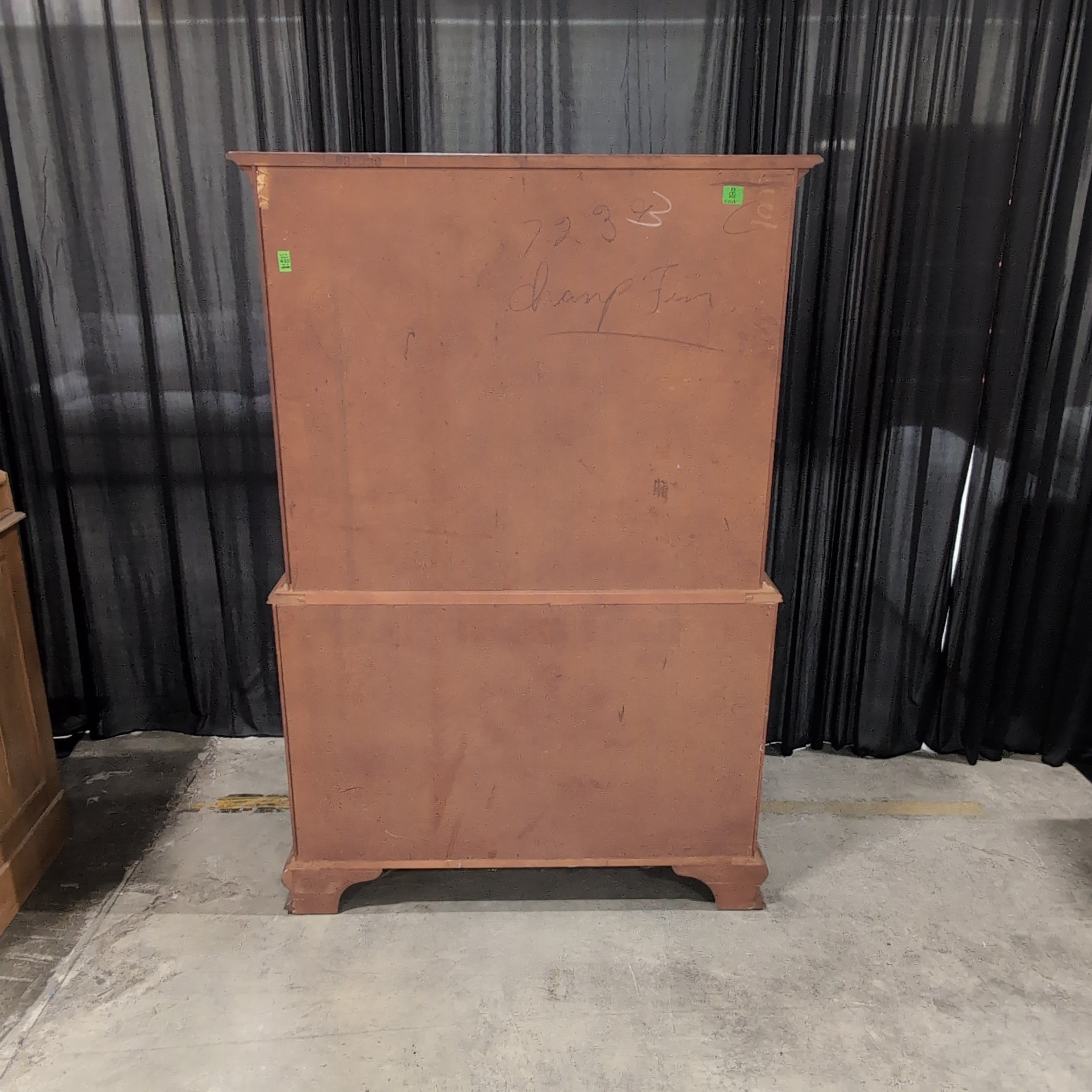 Traditional Cherry Stained Wood Tall Dresser with Ornate Hardware