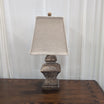 Ornate Distressed Brown Table Lamp with Fabric Shade