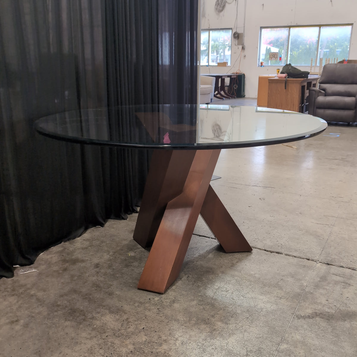 Cherry Finish Geometric Wood Coffee Table Base