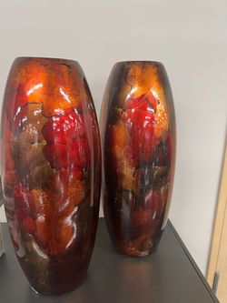 Red/Brown Tortoiseshell Glass Vase
