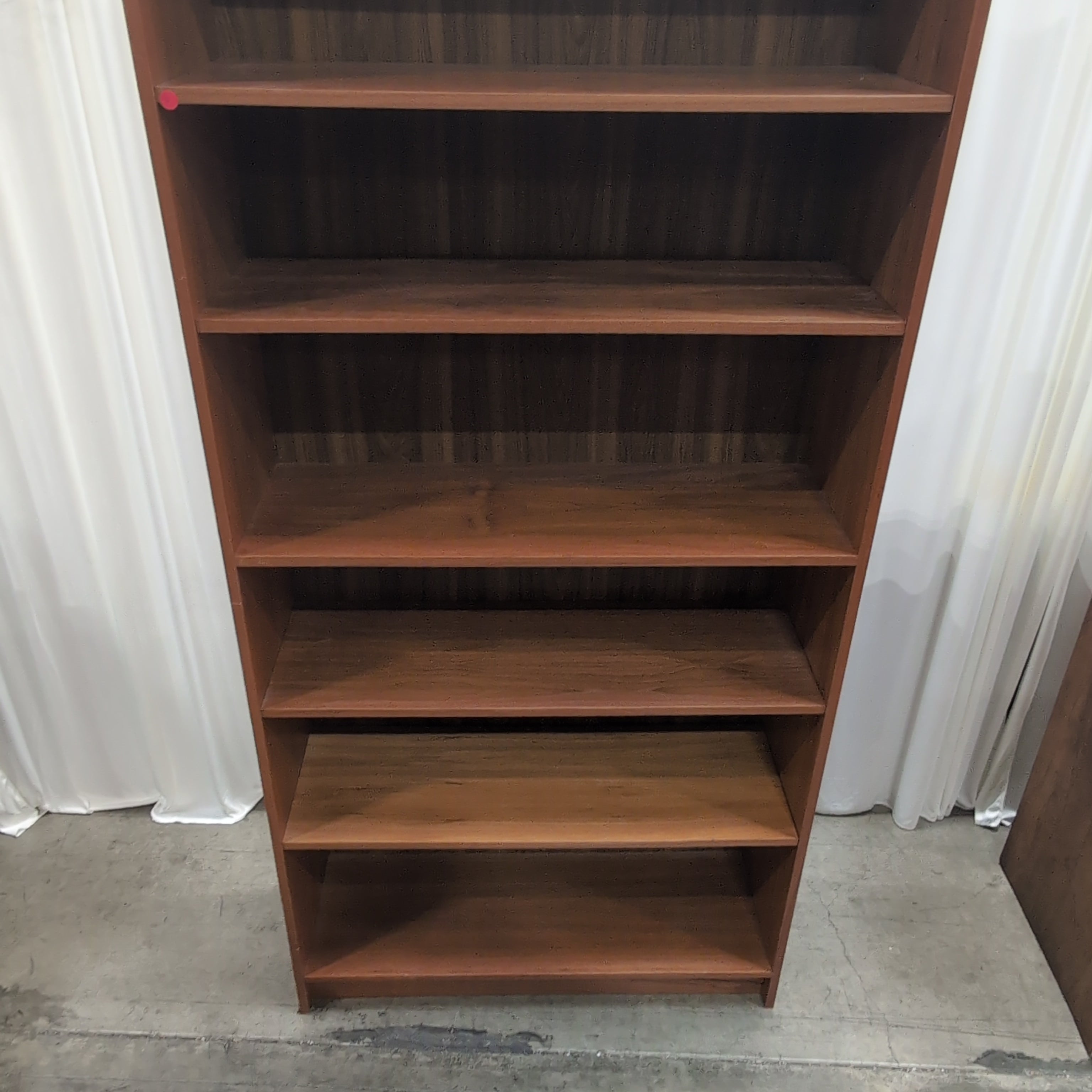 Warm Brown Five-Shelf Wood Bookcase