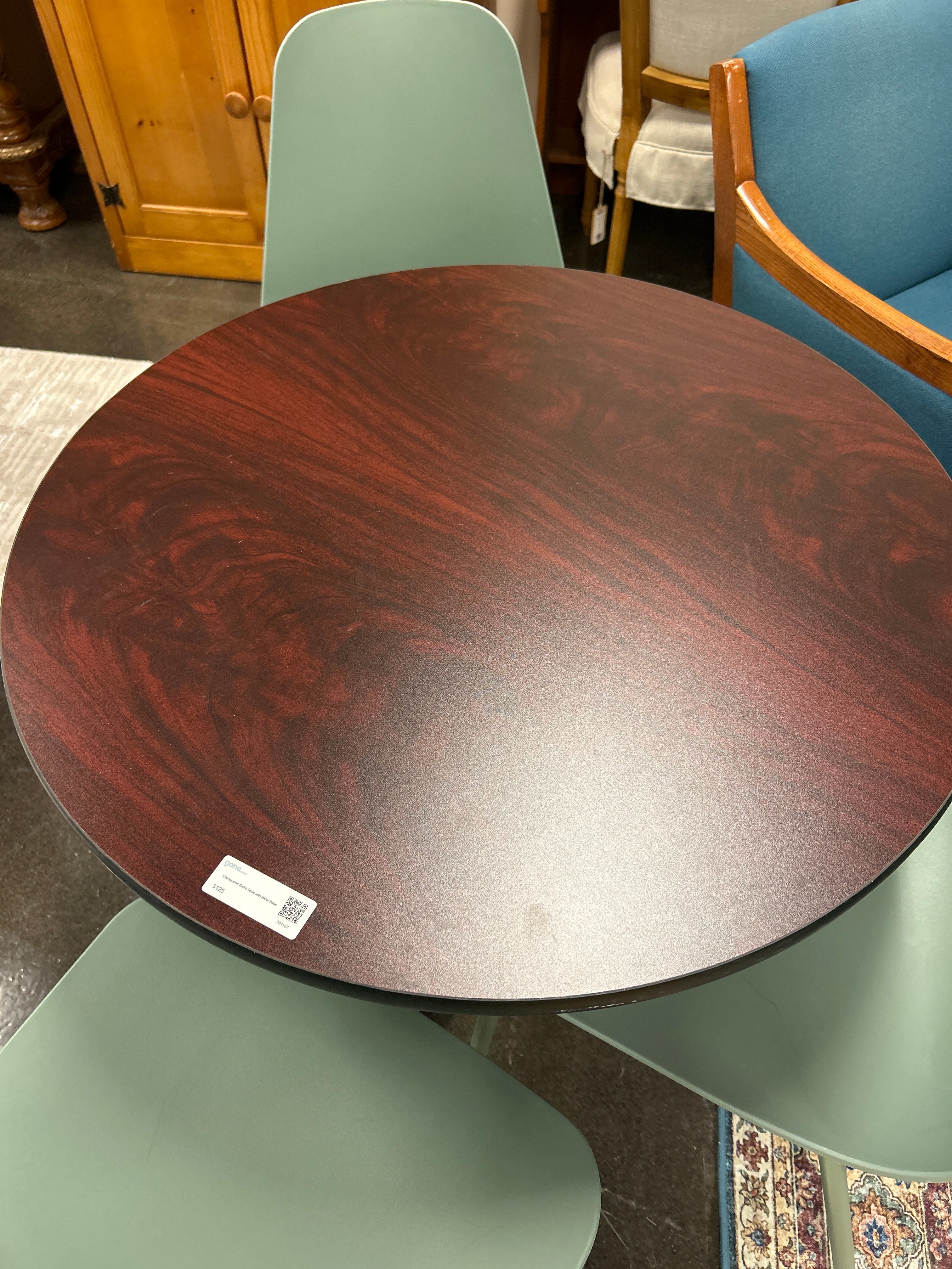 Cherrywood Bistro Table with Metal Base