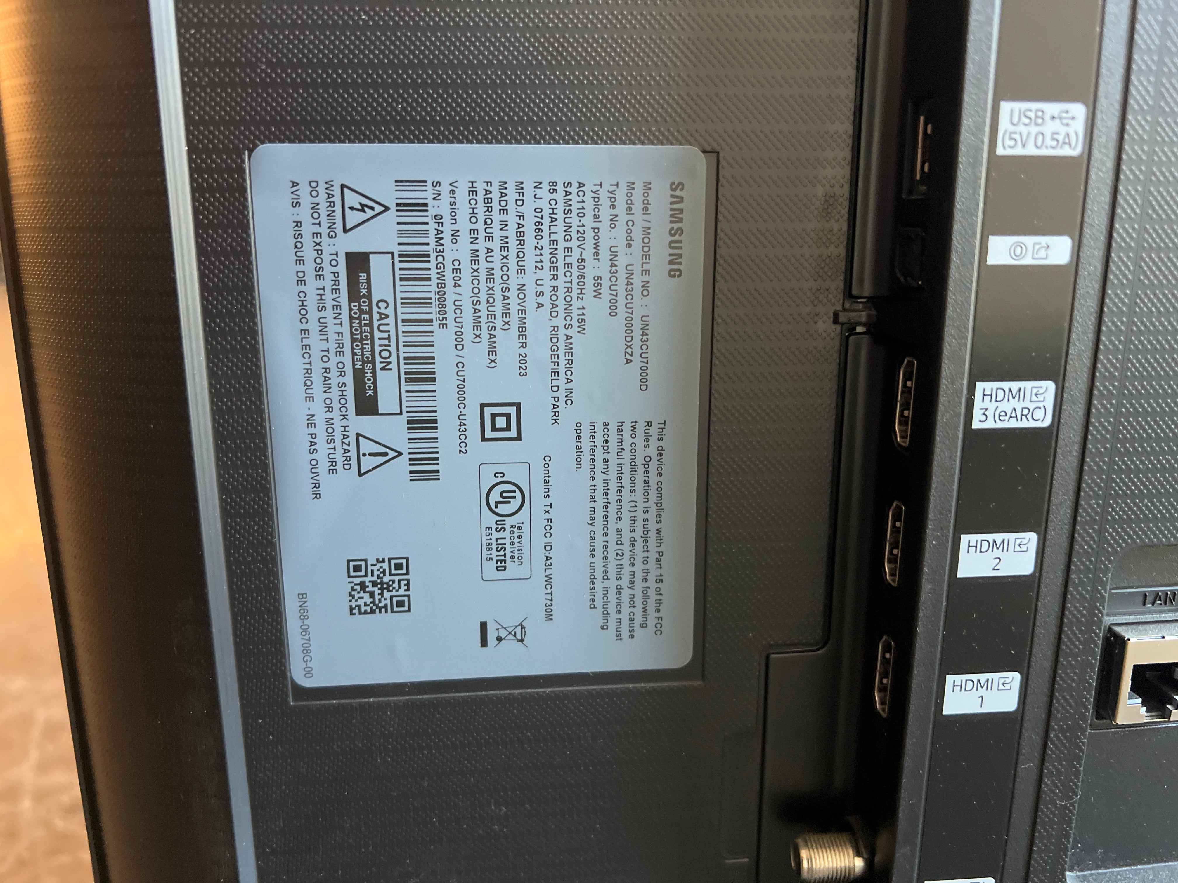 Samsung 43" Crystal UHD CU7000D Television