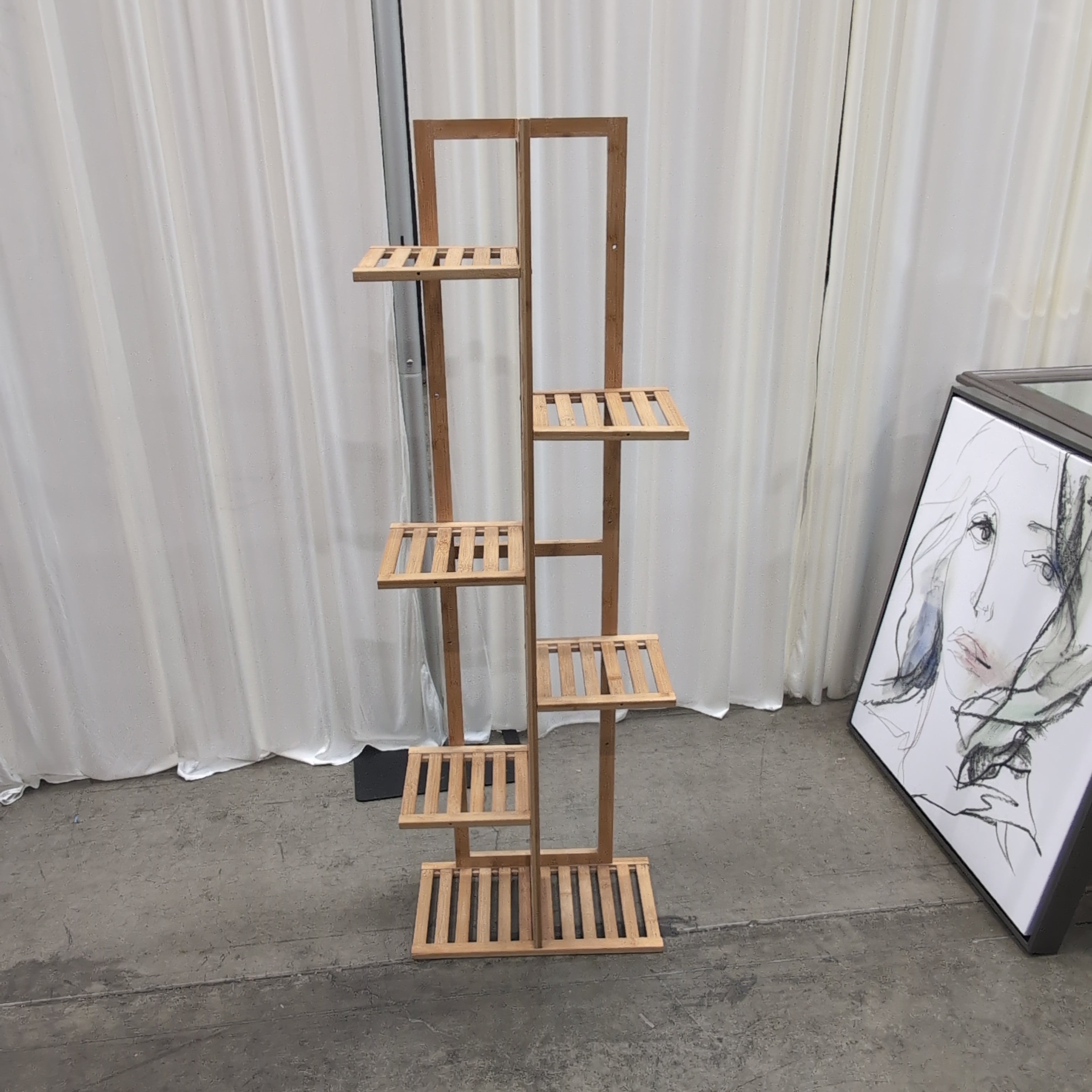 Natural Bamboo Three-Tiered Storage Shelf