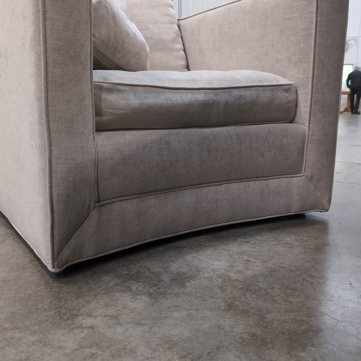 Neutral Fabric Track Armchair with Curved Base